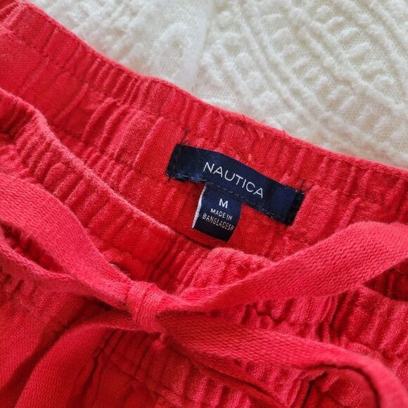 Nautica Linen Blend Red Women's Shorts Adjustable Drawstring Elastic Waist M - Picture 4 of 7